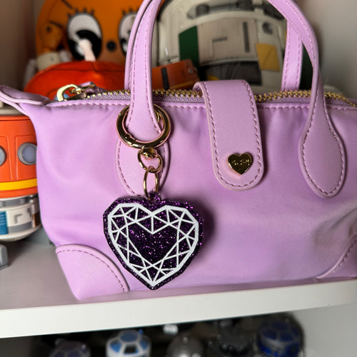 Gemstone heart bag charm