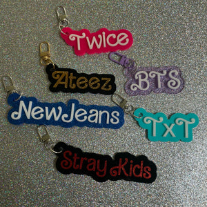 K Pop group barbie font bag charms