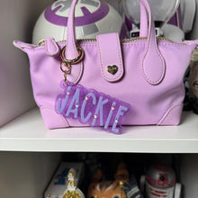 Skinny star name plate bag charm
