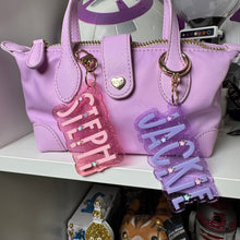 Skinny star name plate bag charm