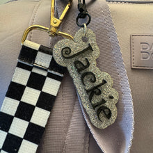 Vampire book font nameplate bag charm