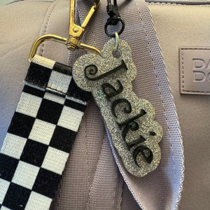 Vampire book font nameplate bag charm