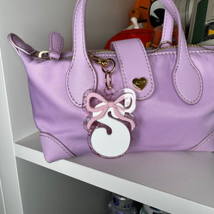 Coquette bow letter bag charm