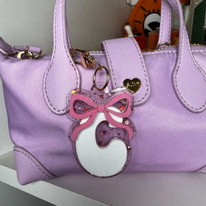 Coquette bow letter bag charm
