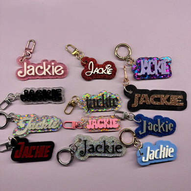 Custom nameplate bag charm