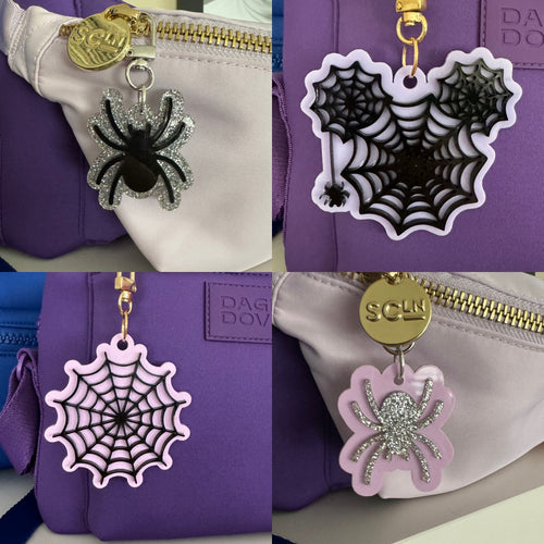 Spider and spider web bag charms
