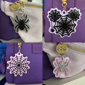 Spider and spider web bag charms