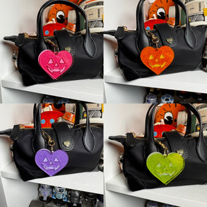 Heart jackolantern bag charm