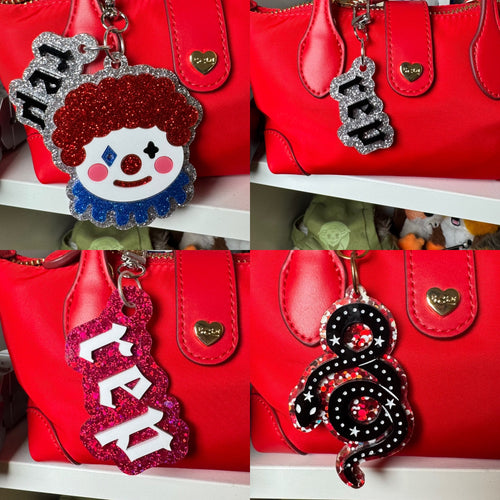 Rep Bag charms and earrings