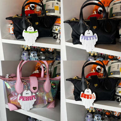 Ghost nameplate bag charm