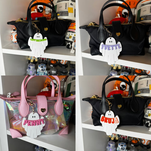 Ghost nameplate bag charm