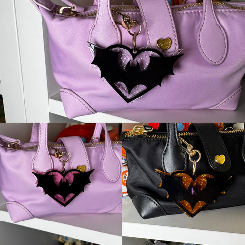 Bat Heart bag charms