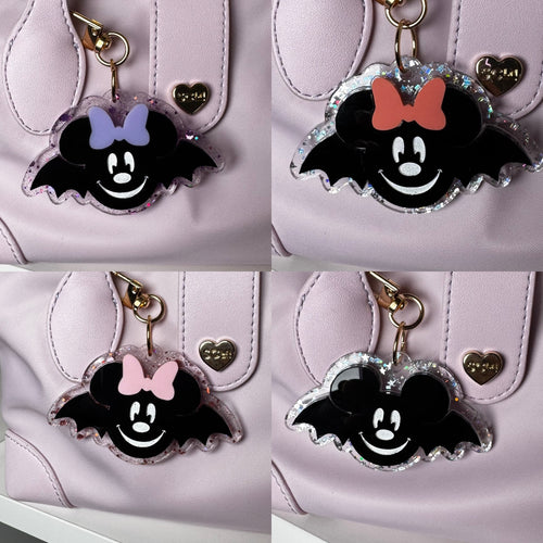 Pastel  Mickey and Minnie bat bag charms