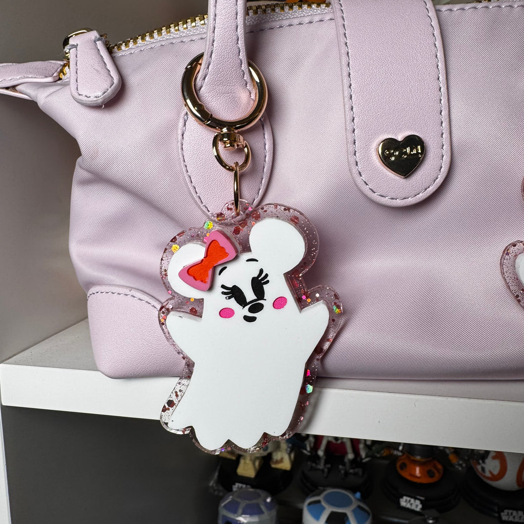 Pastel Minnie and Mickey ghost bag charms