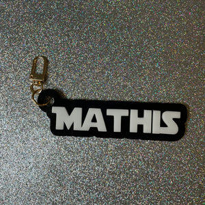 Space font nameplate bag charm