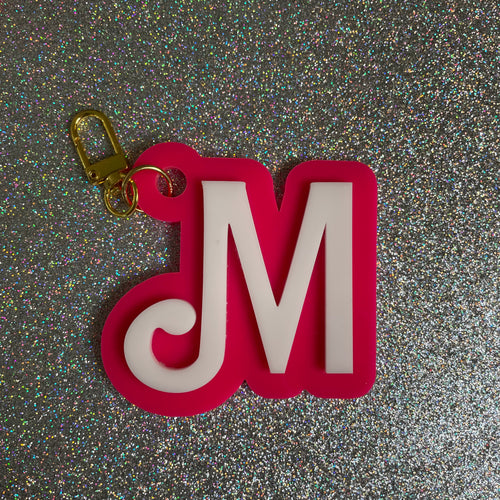 Doll Acrylic initial  bag charm