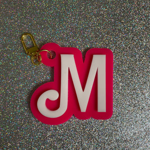 Doll Acrylic initial  bag charm