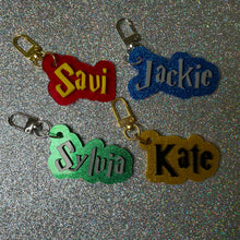 Boarding school font nameplate bag charm