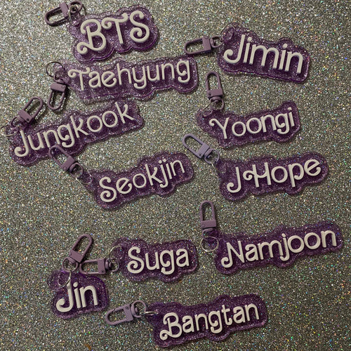 BTS doll font nameplate bag charms