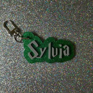 Boarding school font nameplate bag charm