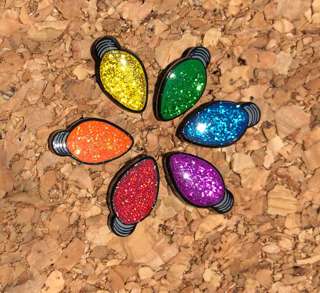 Holiday lights glitter mini pins