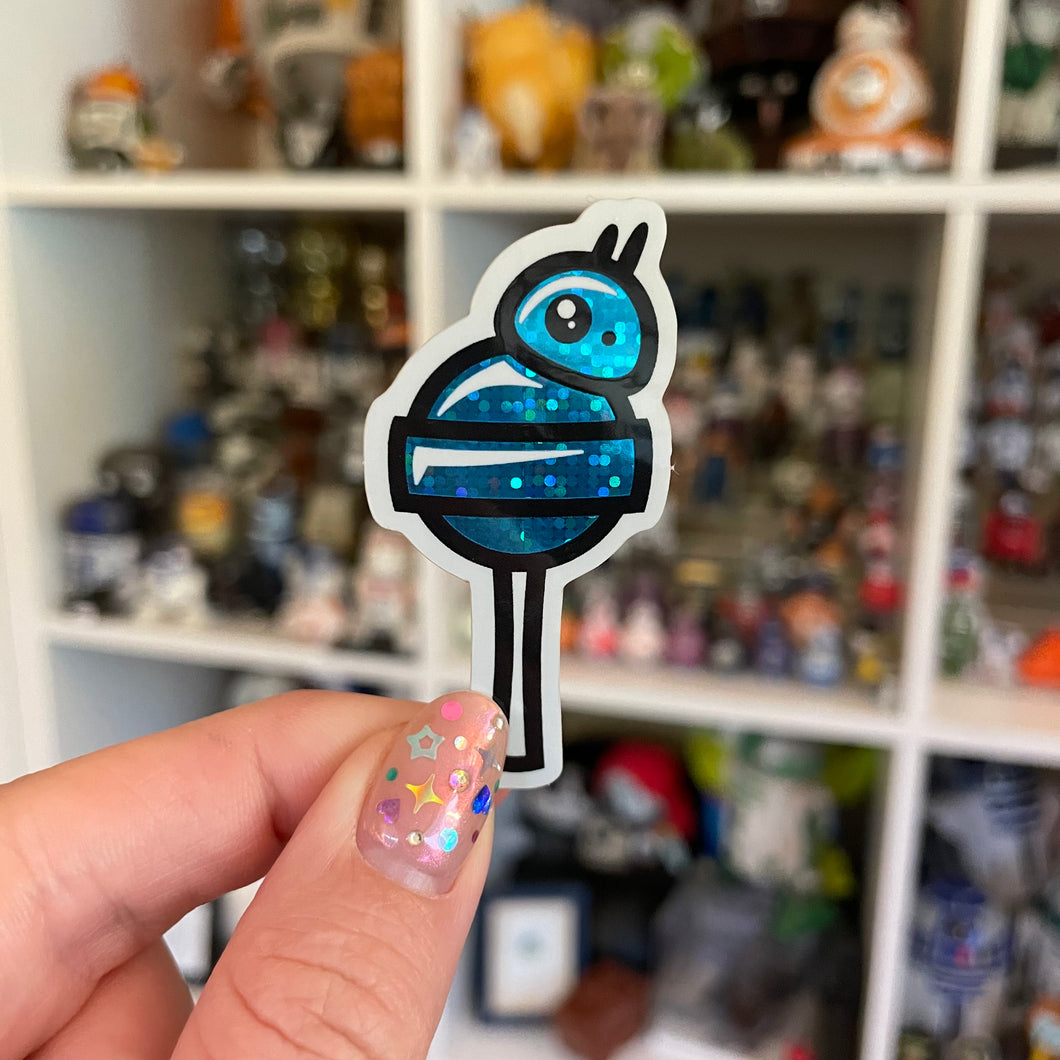 Robot lollipop glitter stickers